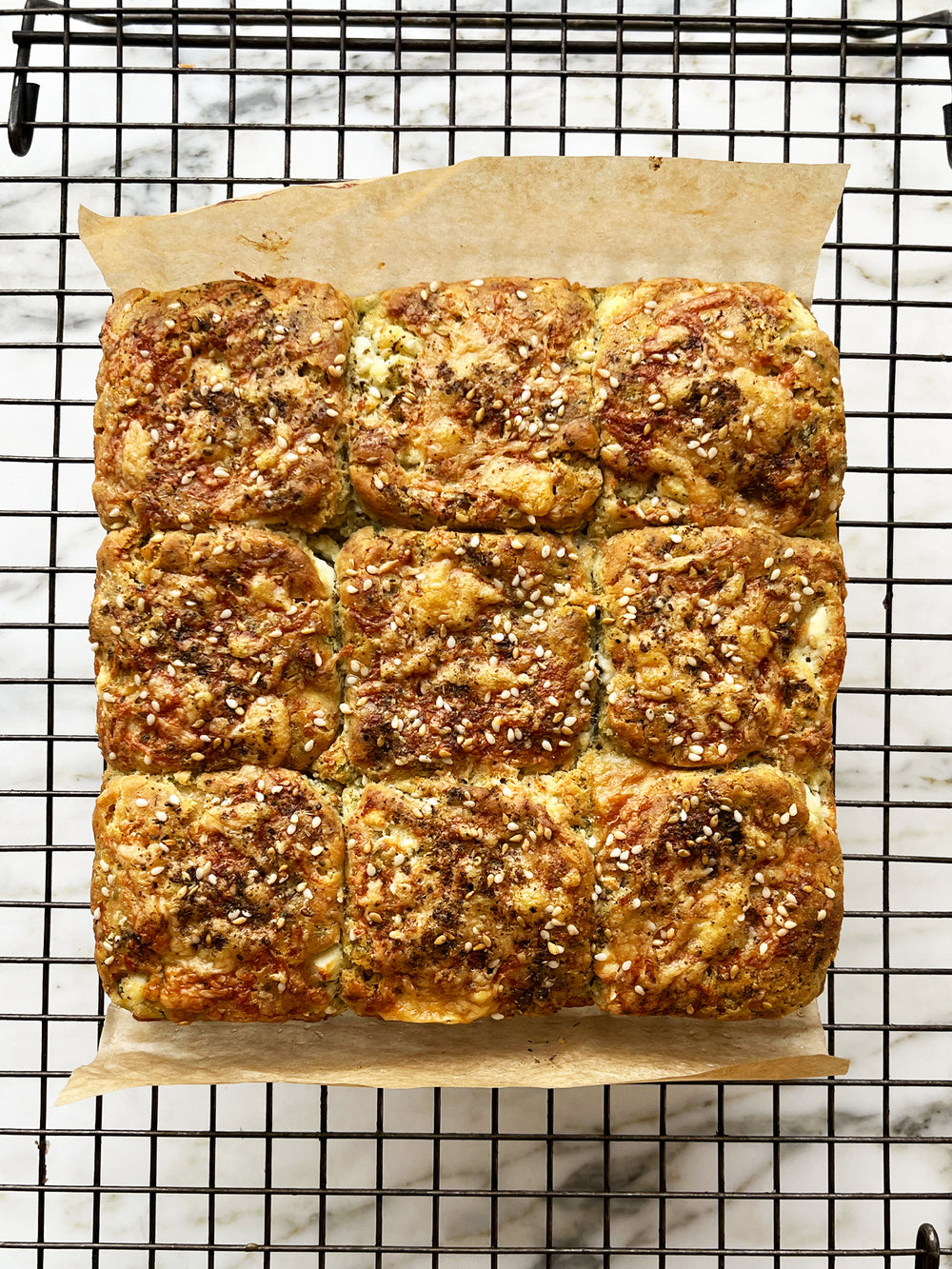 Pull-apart scones with za'atar and feta