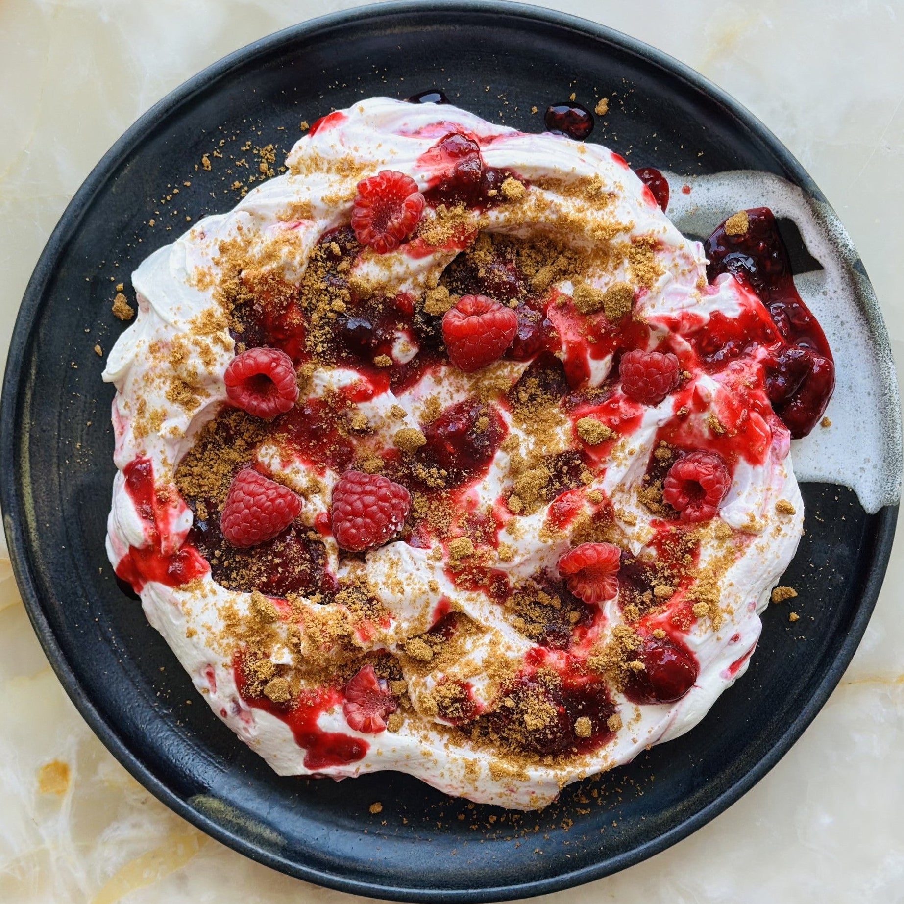 Raspberry and pomegranate fool