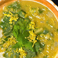 Red lentil and chard soup