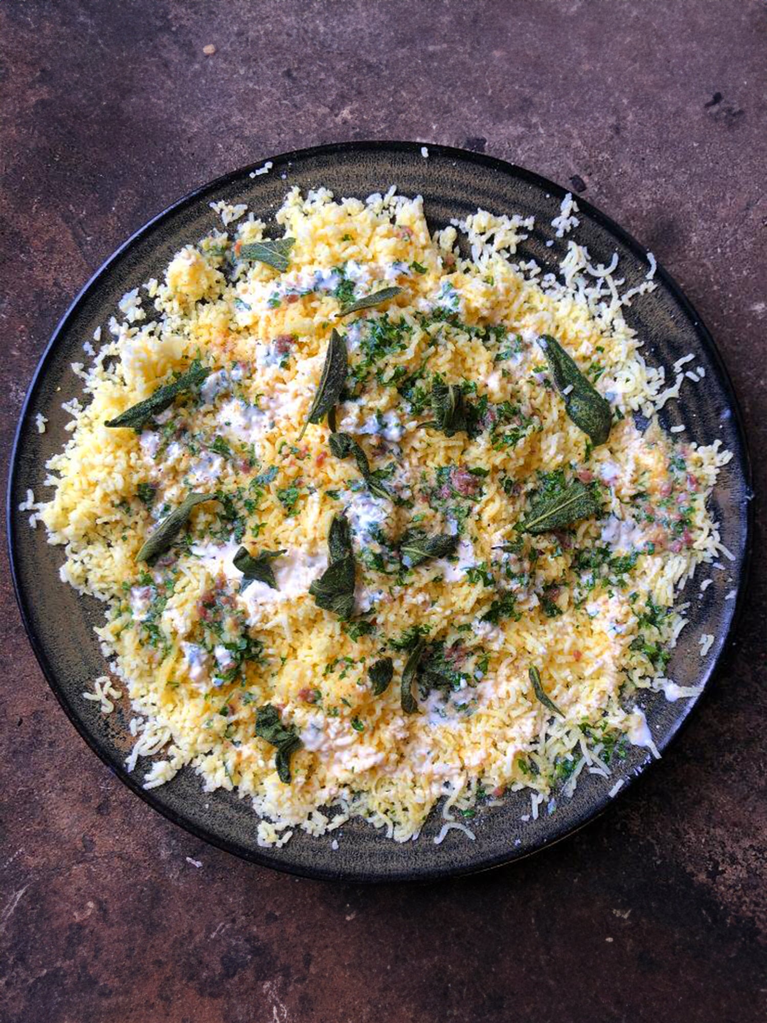 Riced potatoes with anchovy butter