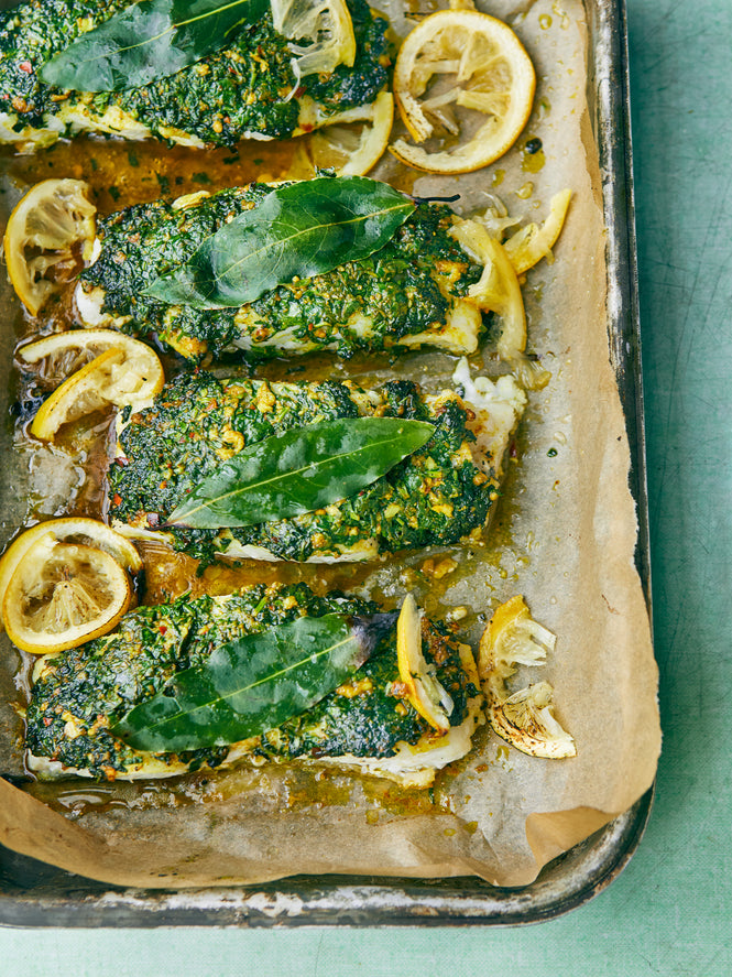 Roasted cod with a coriander crust
