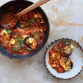 Roasted sweet potato, tomato sauce and feta