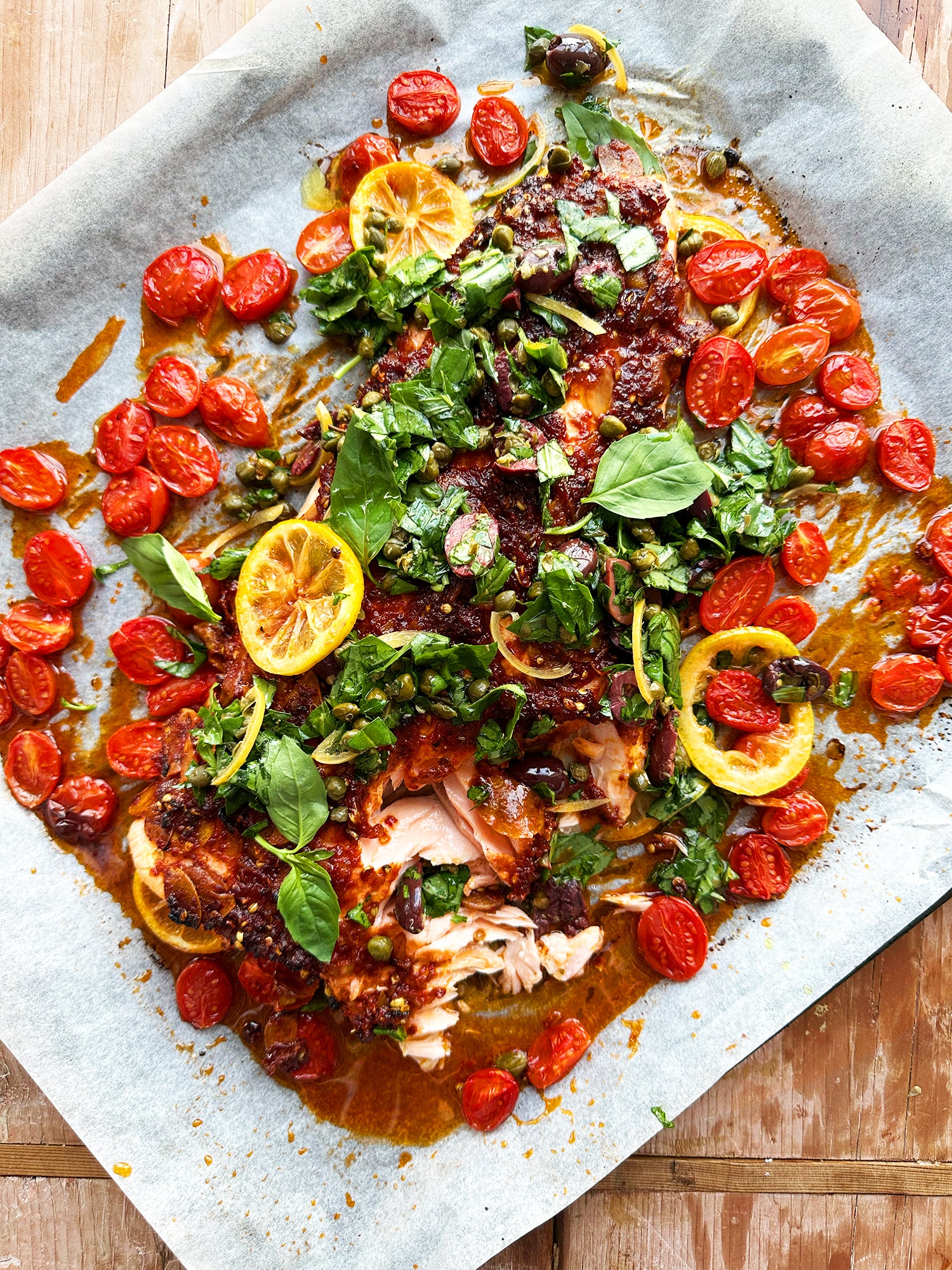 Salmon puttanesca