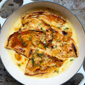 Skillet blintzes with lemon, mascarpone and thyme