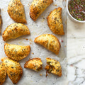 Sweet potato and cheddar empanadas with coriander salsa