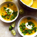 Sweetcorn soup with chipotle and lime
