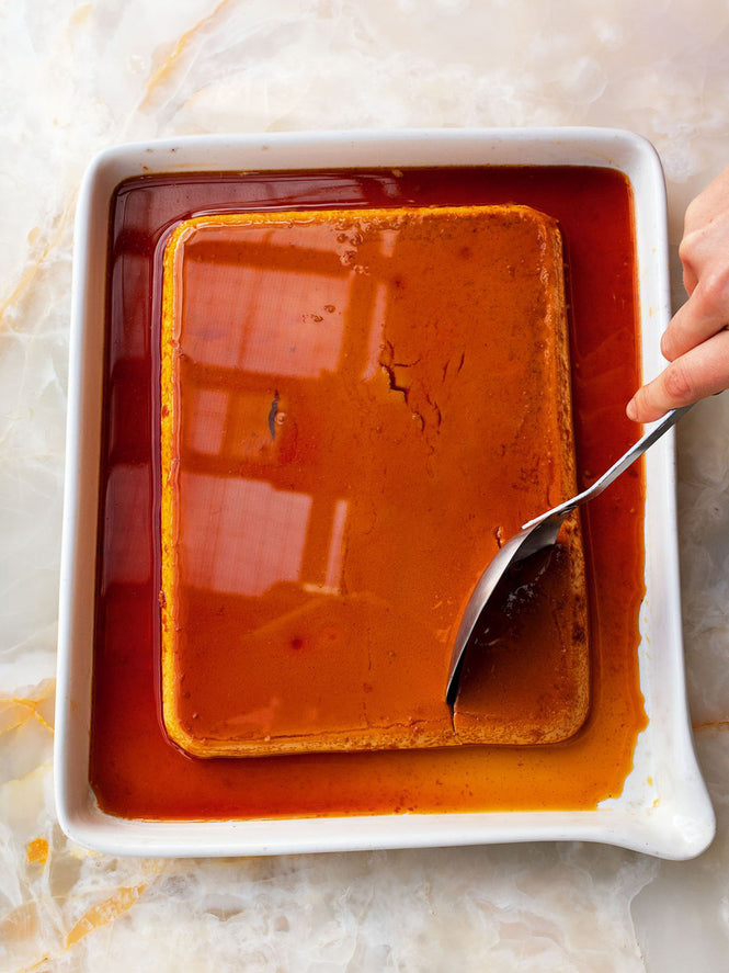 Tangerine and ancho chilli flan