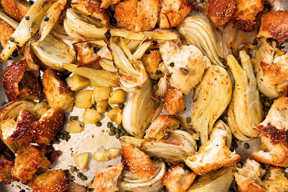 Fennel trout with ouzo and sesame bread