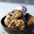 Turkey and courgette burgers with spring onion and cumin