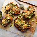 Twice baked feta potatoes with za'atar pesto