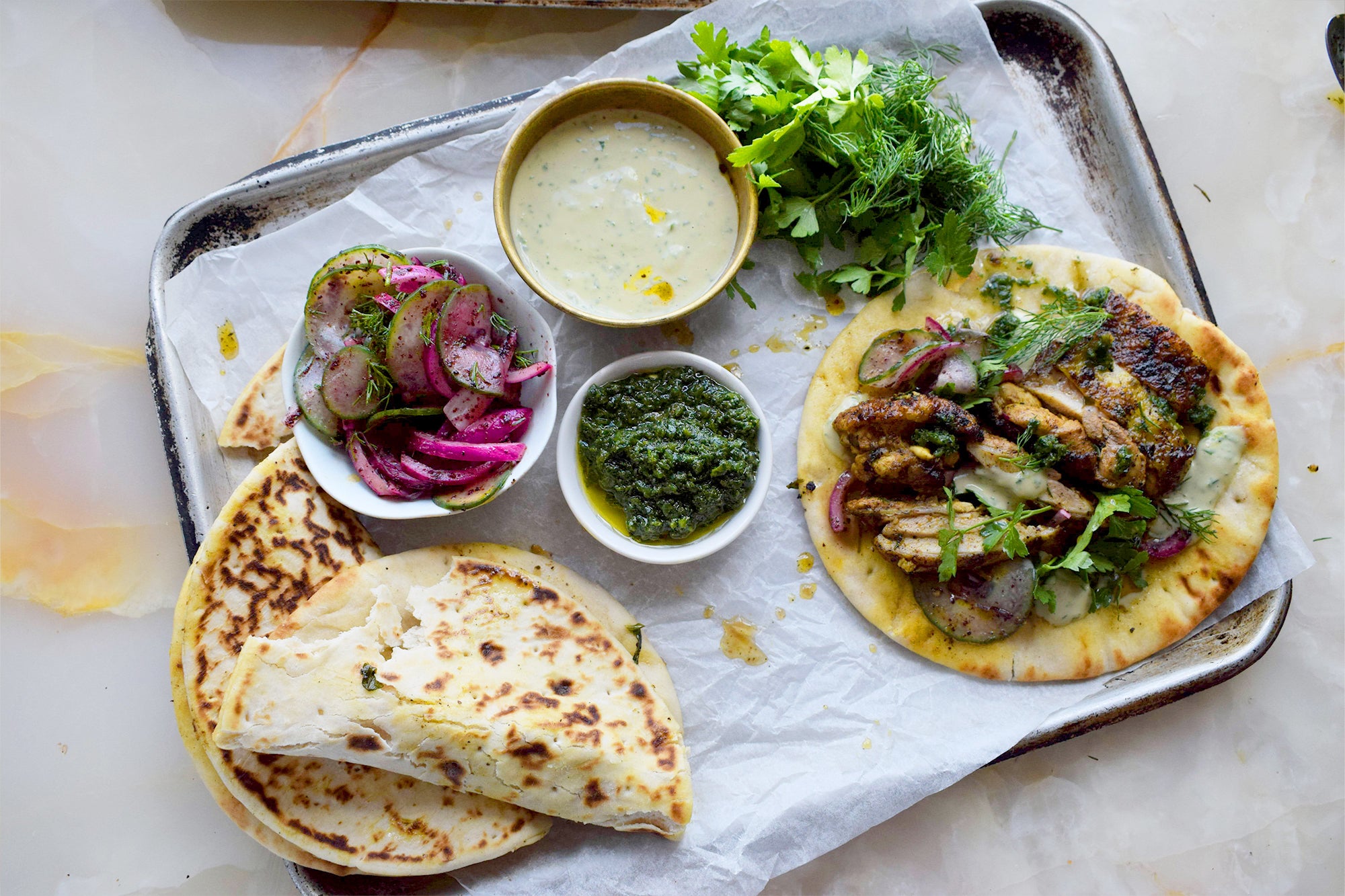 Chicken shawarma sandwiches