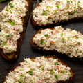 Crab on toast with lime, cumin and samphire