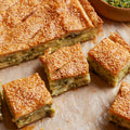 Potato slab pie with salsa verde