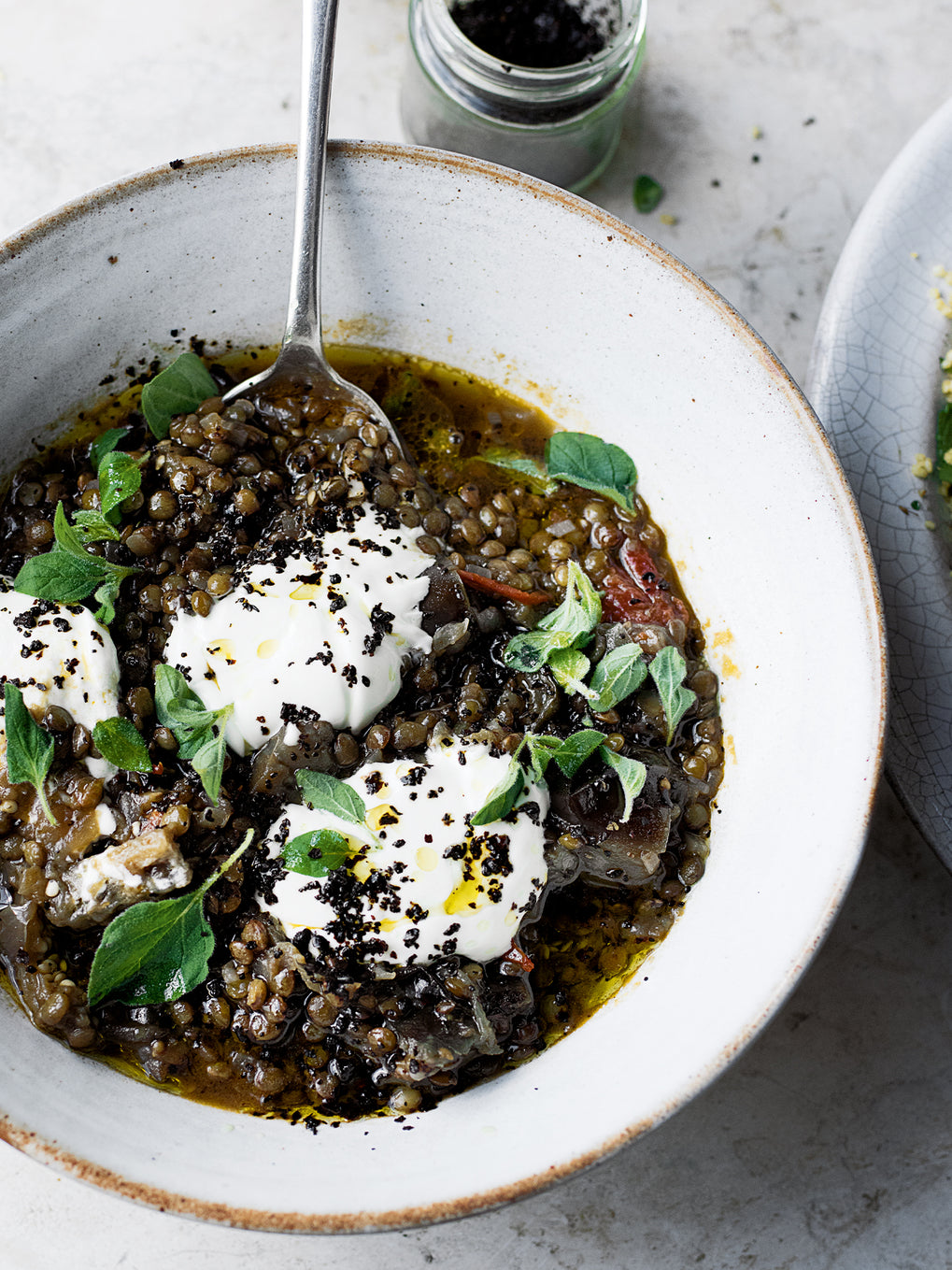 Puy lentil and aubergine stew