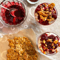 Danish rice pudding (Risalamande) with salted almond brittle and sour sumac cherries